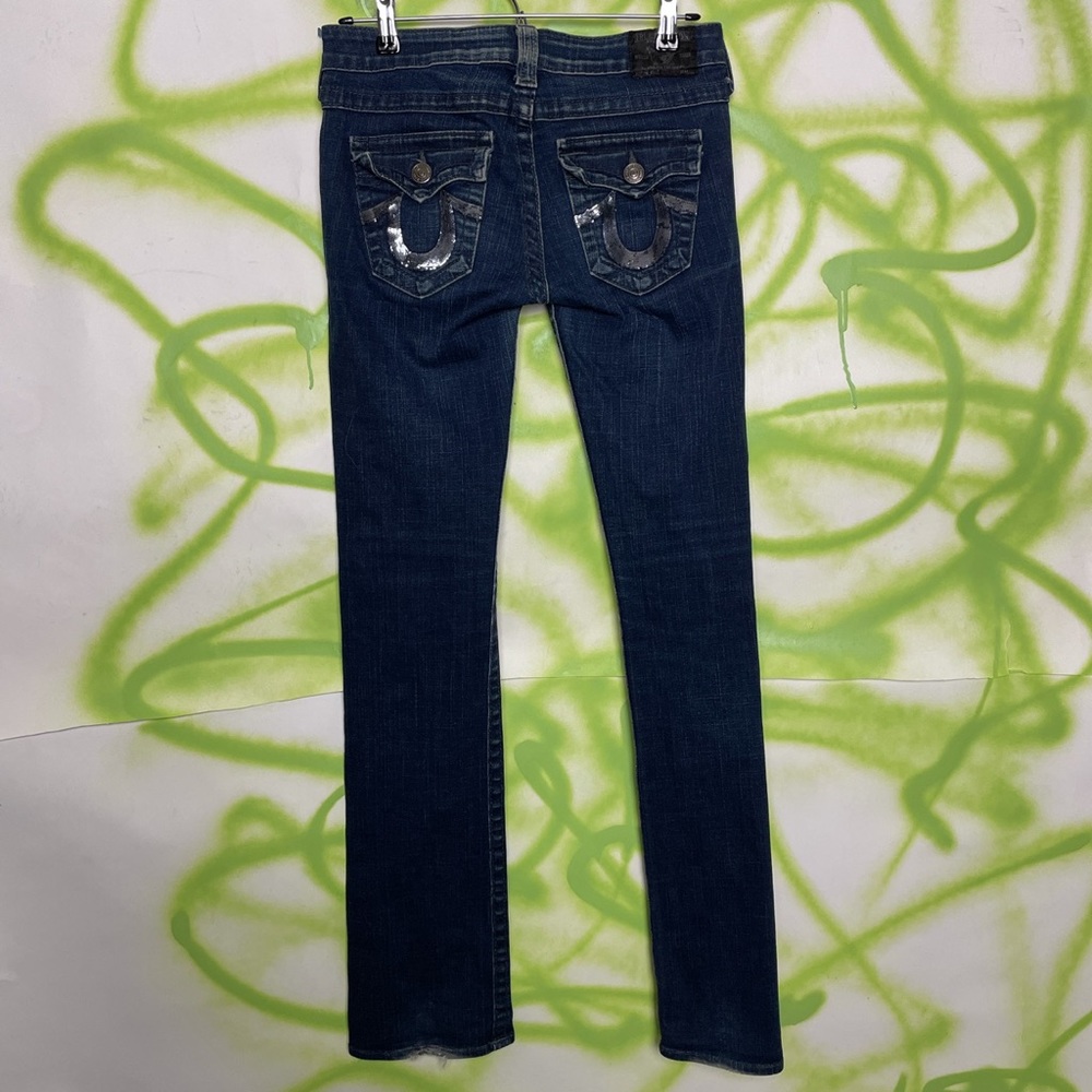 True religion dark wash boot cut jeans sequins